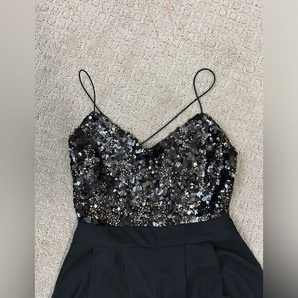 Asos Black Sequined Romper Backless - Picture 2 of 9